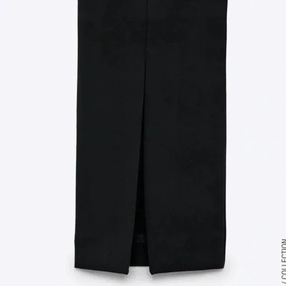 NWOT Zara Women's extra long high rise black slit flare leggings, Size S - Picture 6 of 12